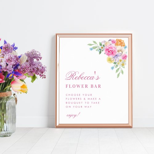 Garden Tea Party Floral Bridal Shower Bar Sign