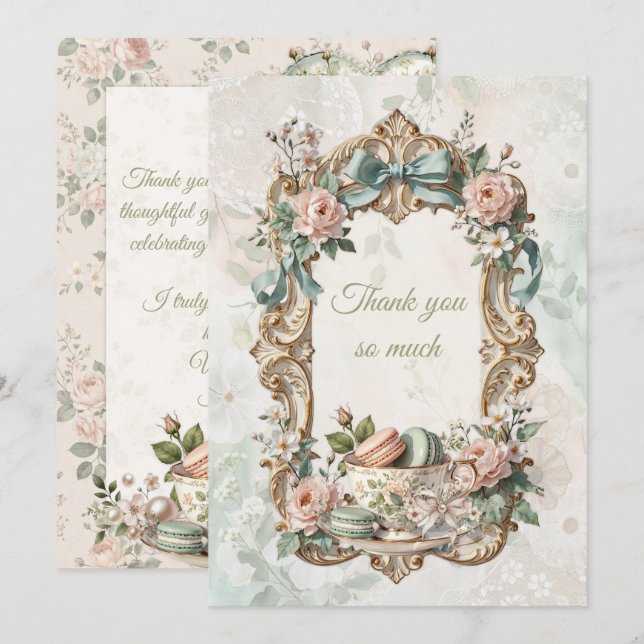 Garden Tea Party Floral Thank You Card (Front/Back)