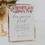 Garden Tea Party Honeymoon Fund  Poster<br><div class="desc">Honeymoon Fund Sign. Matching items available in the Adore Paper Co Zazzle shop.</div>