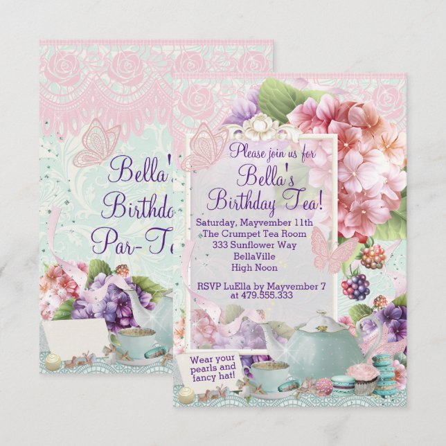 Garden Tea Party Invitation (Front/Back)