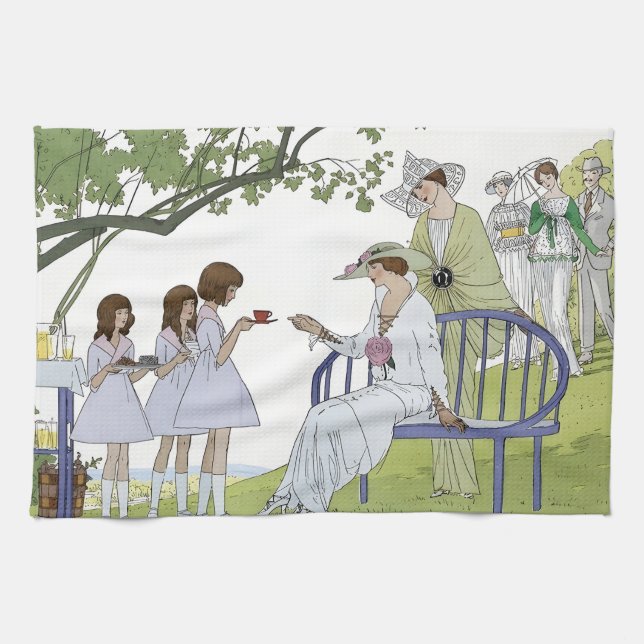 Garden tea party  kitchen towel (Horizontal)