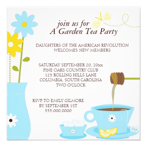 Garden Tea Party Luncheon Invitations 5.25