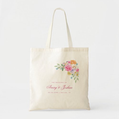 Garden Tea Party Pink Summer Floral Wedding Favor Tote Bag