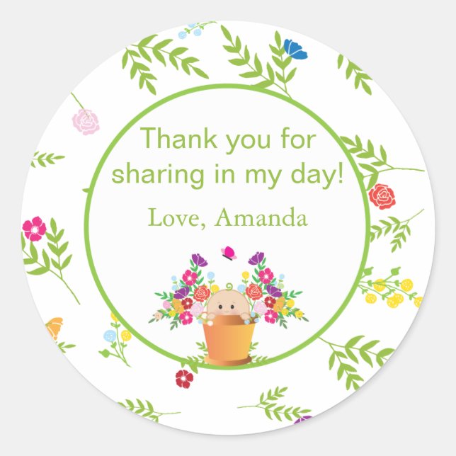 Garden Theme Favor Sticker (Front)