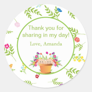 Garden Theme Favor Sticker     Twins