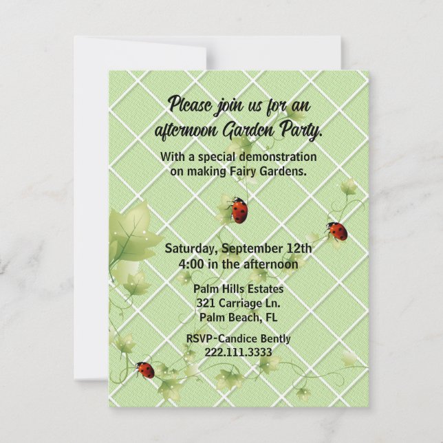 Garden Themed Vines and Ladybugs Invitation (Front)