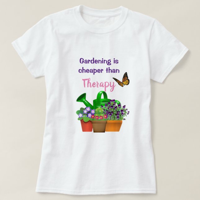Garden Therapy with Potted Plants Garden T-Shirt (Design Front)
