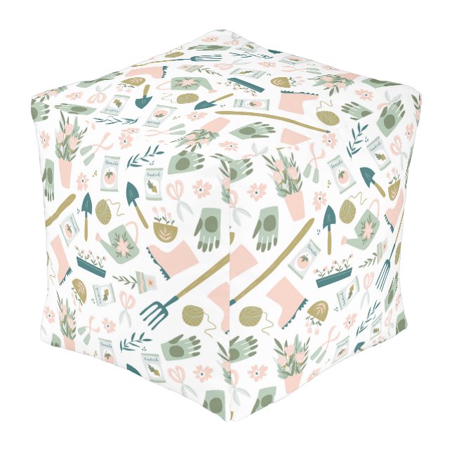 Garden Time Square Pouf (Angled Back)