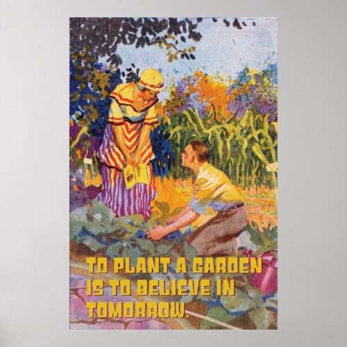 Garden To Believe In Tomorrow Colorful Vintage Art Poster