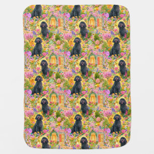 Garden Toile de Jouy Baby Blanket - Labradoodle