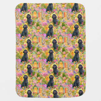 Garden Toile de Jouy Baby Blanket - Labradoodle