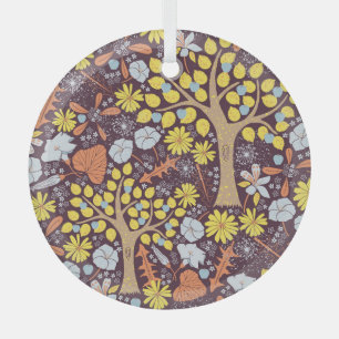Garden trees, floral, apple pattern glass ornament