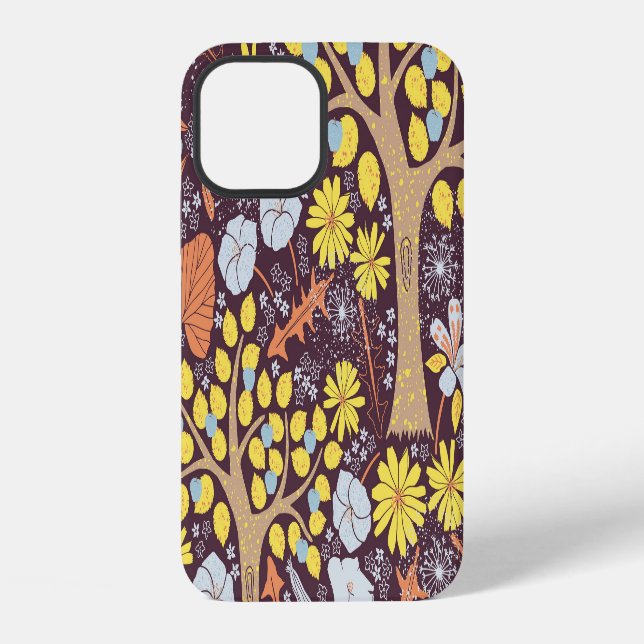Garden trees, floral, apple pattern iphone case (Back)