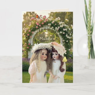 Garden Trellis Antique Dolls 5" x 7" Card