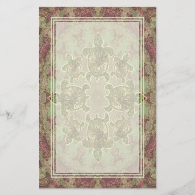 Garden Turtles Pattern Blank Stationery (Front)