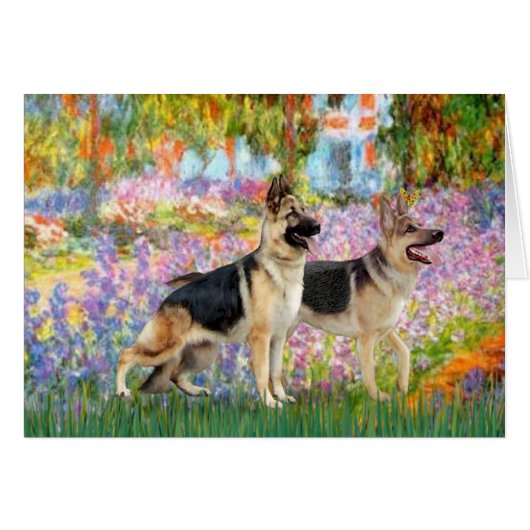 Garden - Two German Shepherds Cards (Front Horizontal)