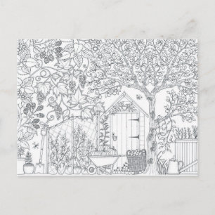 garden two sided adult coloring postcard gift