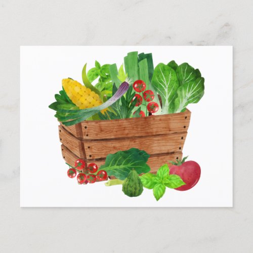 Garden Vegetable Harvest Basket Postcard