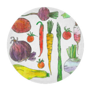 Garden Vegetables Asparagus Beets Carrots Root Cutting Board