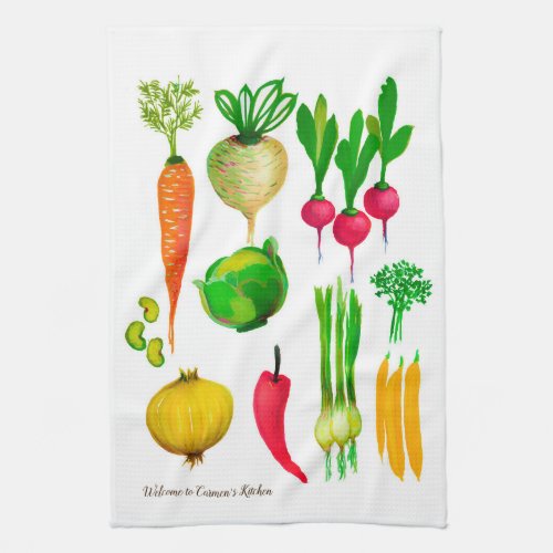 Garden Vegetables Customizable Kitchen Towel