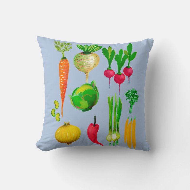 Garden Vegetables Customizable  Throw Pillow (Front)