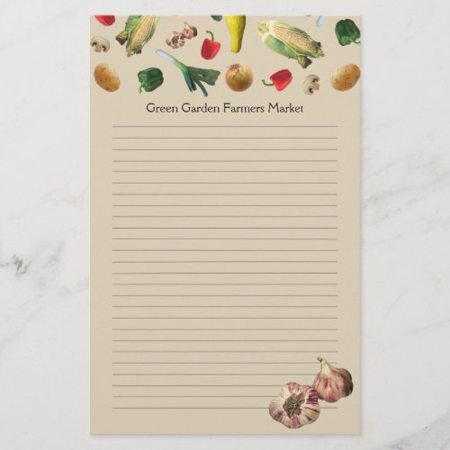 Garden Vegetables Farmers Custom Letterhead