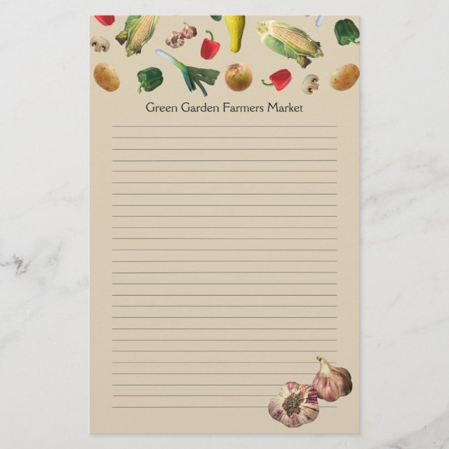 Garden Vegetables Farmers Custom Letterhead (Front)