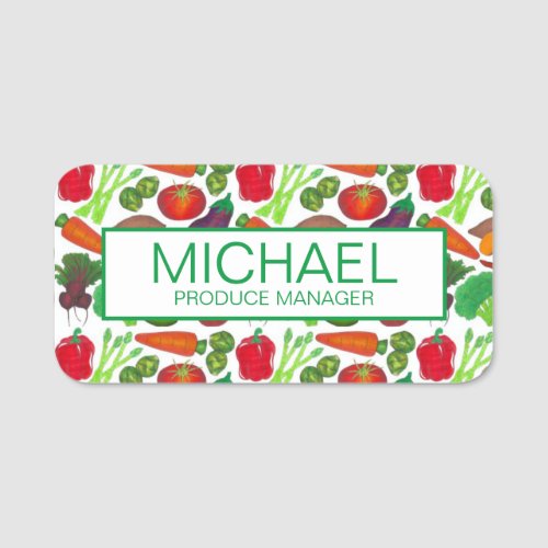 Garden Vegetables Produce Grocery Store Manager Name Tag