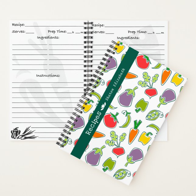 Garden Veggies Personalized Recipe Notebook (Inside)