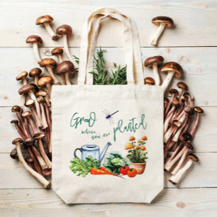 Garden Veggies Saying Watering Can Tote Bag