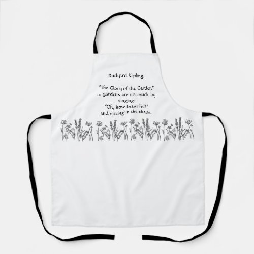 Garden Verse Rudyard Kipling Watercolor Flowers  Apron