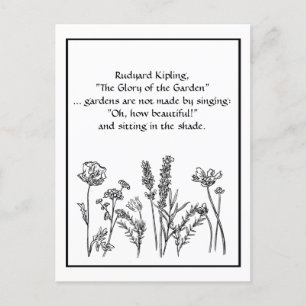 Garden Verse Rudyard Kipling Watercolor Flowers C Postcard