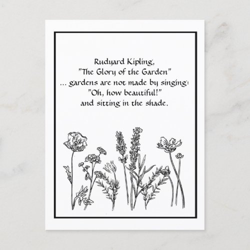 Garden Verse Rudyard Kipling Watercolor Flowers  C Postcard
