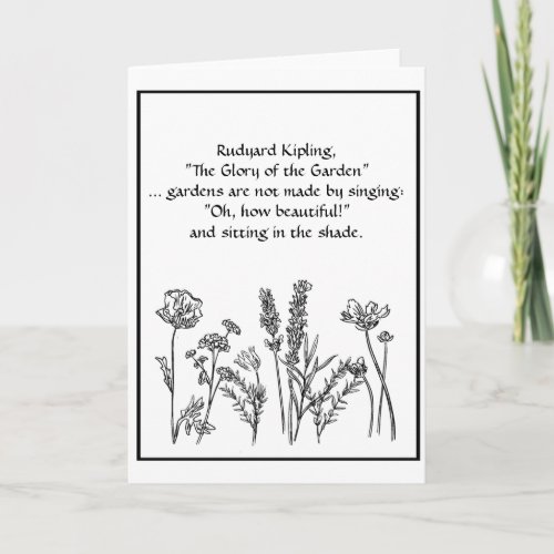 Garden Verse Rudyard Kipling Watercolor Flowers  Card