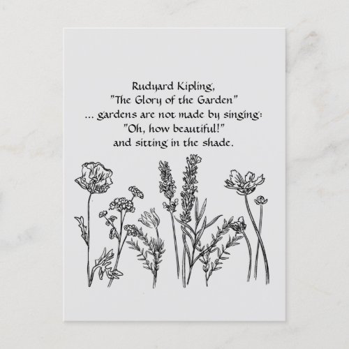 Garden Verse Rudyard Kipling Watercolor Flowers   Postcard