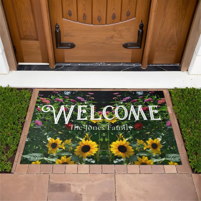 Garden View- sunflower, daisies, cosmos Doormat (Outdoor)