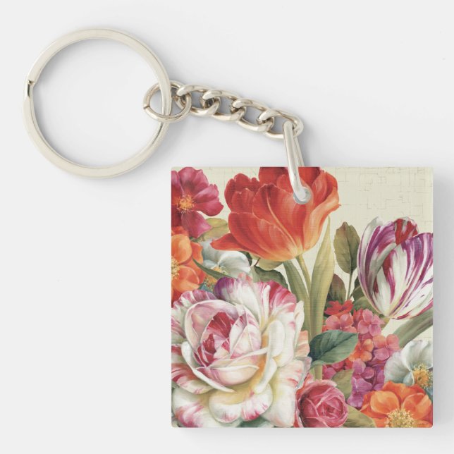 Garden View Tossed Flowers Keychain (Front)