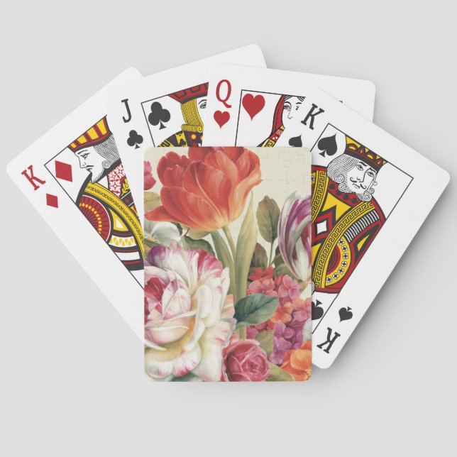 Garden View Tossed Flowers Poker Cards (Back)