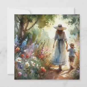 Garden Walk Mother’s Day Card Woman & Child