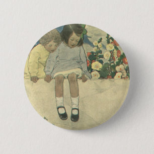 Garden Wall Jessie Willcox Smith, Vintage Children Button