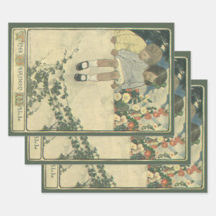 Garden Wall Jessie Willcox Smith, Vintage Children Wrapping Paper Sheets