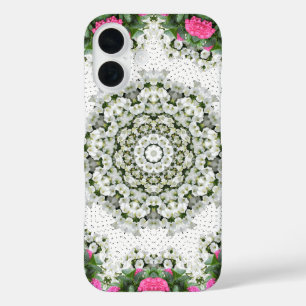Garden Water Fountain Pink Flowers Mandala Design iPhone 16 Case