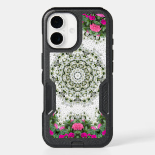 Garden Water Fountain Pink Flowers Mandala Design iPhone 16 Case