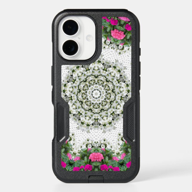 Garden Water Fountain Pink Flowers Mandala Design Otterbox iPhone Case (Back)
