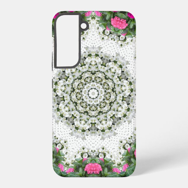 Garden Water Fountain Pink Flowers Mandala Design Samsung Galaxy Case (Back)