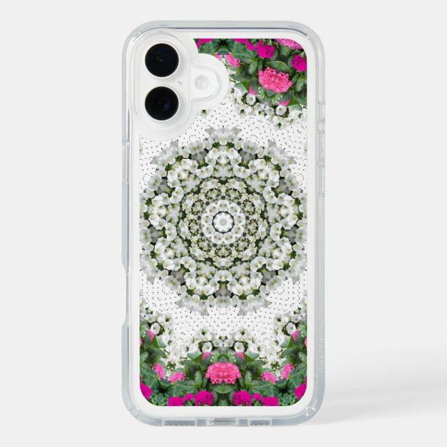 Garden Water Fountain Pink Flowers Mandala Design Speck iPhone Case (Front)