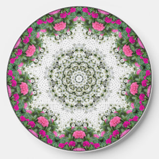 Garden Water Fountain Pink Flowers Mandala Design Wireless Charger