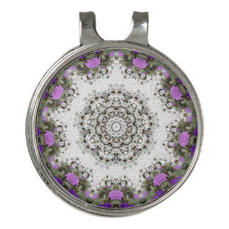 Garden Water Fountain Purple Flowers Mandala Style Golf Hat Clip