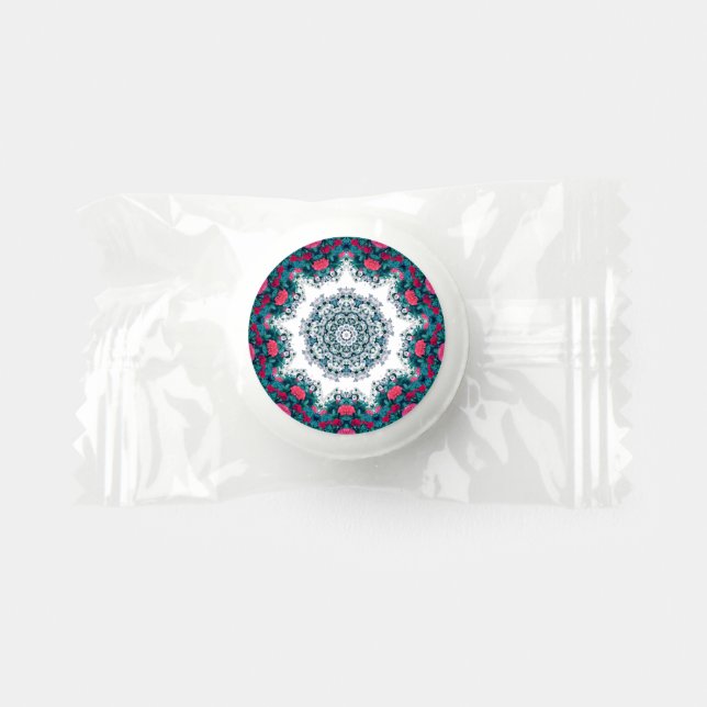Garden Water Fountain Red Flowers Mandala Design Life Saver® Mints (Front)