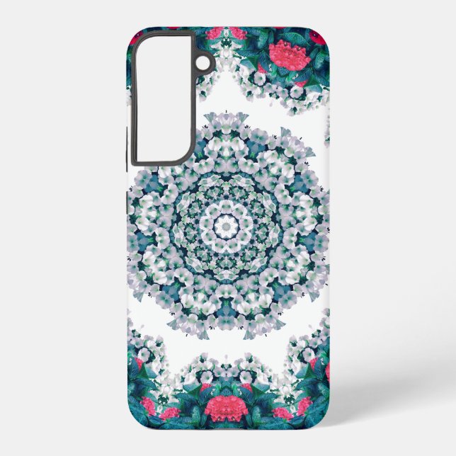 Garden Water Fountain Red Flowers Mandala Design Samsung Galaxy Case (Back)